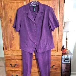 Sag Harbor Purple Pant Suit 18W